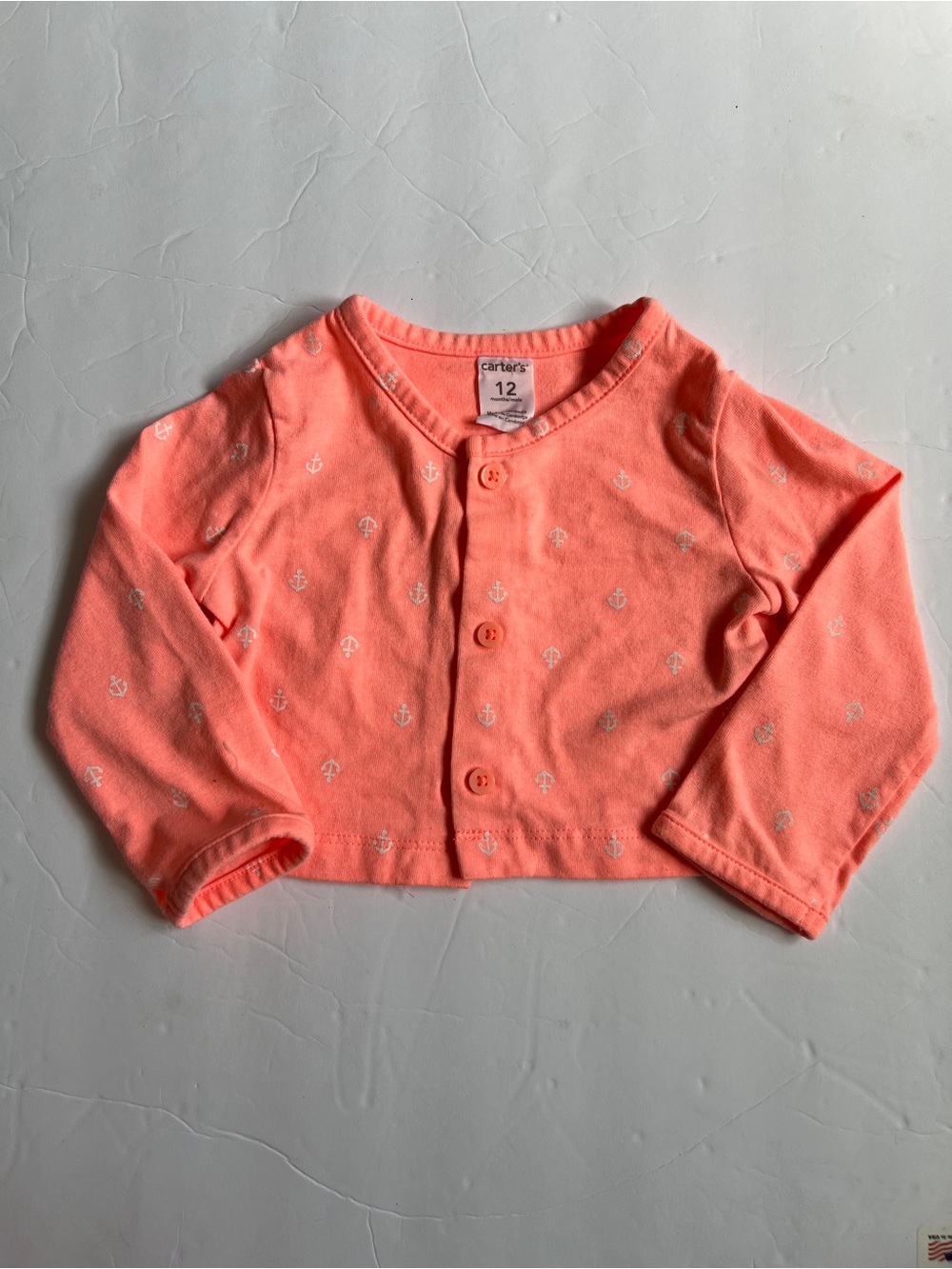Carter's Coral Anchor-Print Baby Cardigan
